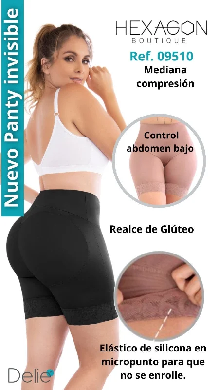 Shapers with a zipper closure for easy on - and - off​Mid Compression Hight Waist Booty Lifting Short (Faja Gaby)