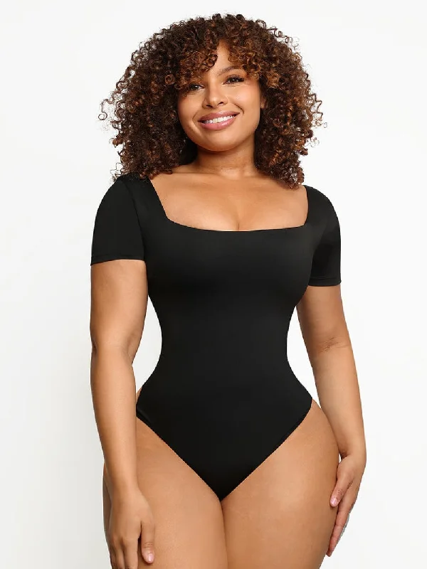 Shapers with a butt - lifting feature for a more shapely derriereSeamless Body Suit w/ Square Neckline and Sleeves Shapers with a butt - lifting feature for a more shapely derriereSeamless Body Suit w/ Square Neckline and Sleeves