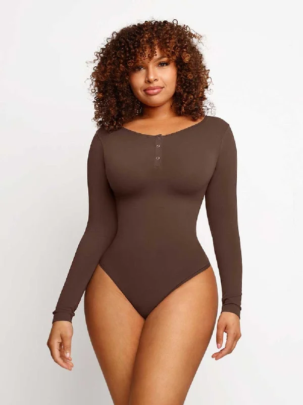 Shapers for petites to enhance body curves proportionallySeamless Long Sleeve Button-Up Bodysuit Shapers for petites to enhance body curves proportionallySeamless Long Sleeve Button-Up Bodysuit