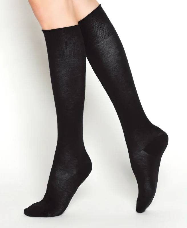 SOCKS - BLEUFORÊT COTTON KNEE HIGH - BLACK
