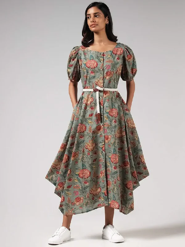 Women's on - sale casual pants Light - wash women jeans for a fresh and summery appearance Bombay Paisley Green Floral Cotton Dress and Braided Belt Set Women's on - sale casual pants Light - wash women jeans for a fresh and summery appearance Bombay Paisley Green Floral Cotton Dress and Braided Belt Set