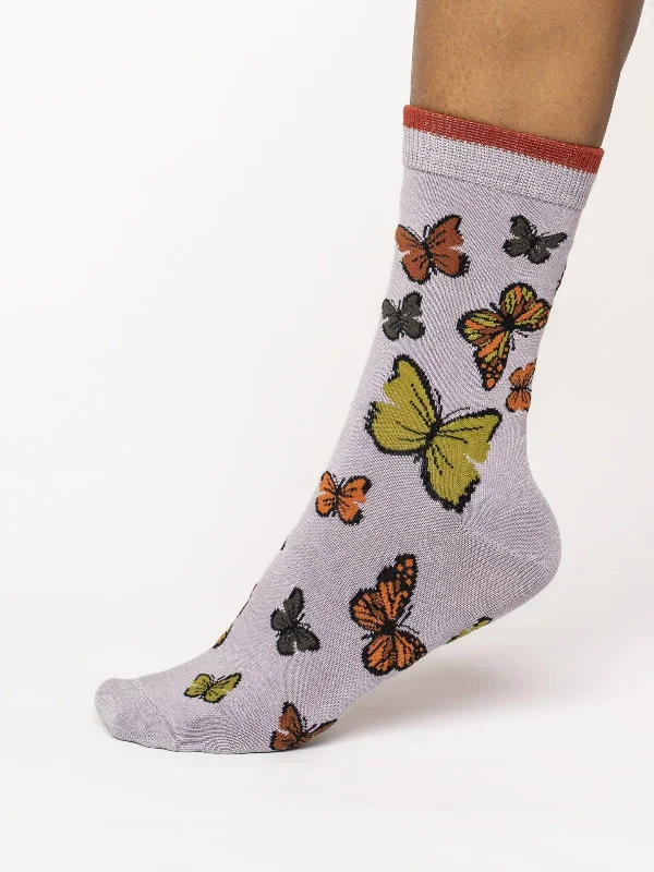 Butterfly Socks - Pebble Grey