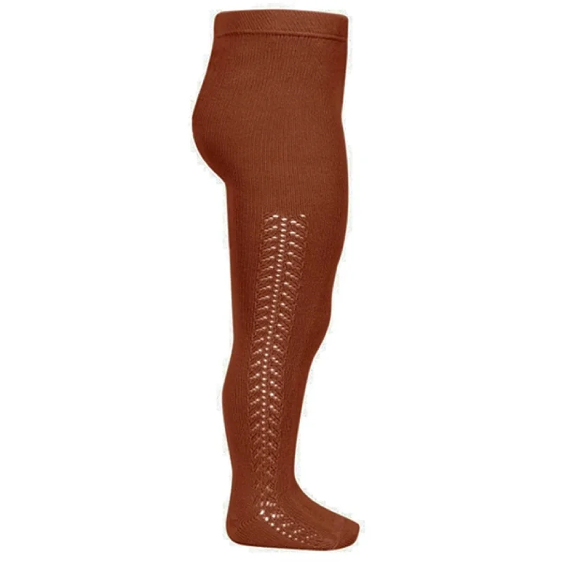 Cóndor Wool Openwork Tights Terracota