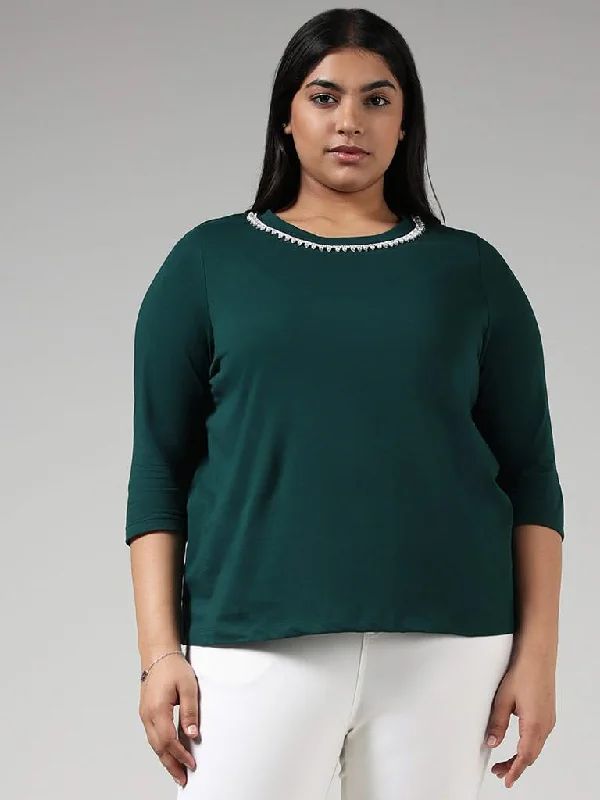 Women's sequined party pants Mom jeans for a nostalgic and casual look Gia Green Sequined Neck Cotton T-Shirt Women's sequined party pants Mom jeans for a nostalgic and casual look Gia Green Sequined Neck Cotton T-Shirt