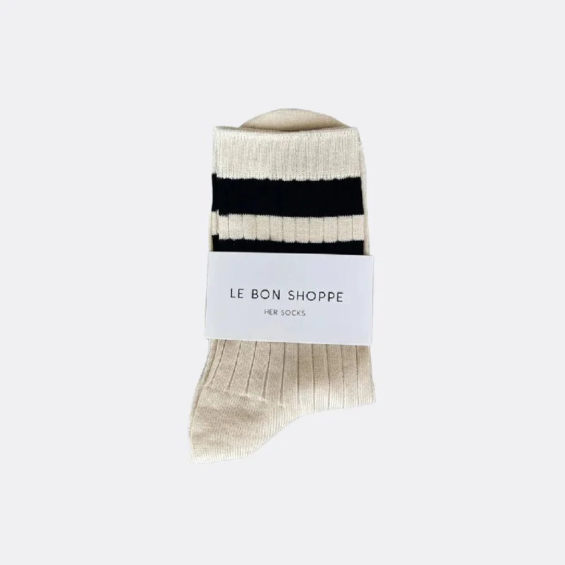 Her Varsity Socks (Cream Black)