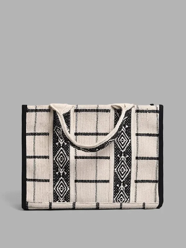 Women's kids - inspired printed pants Colored women jeans in vibrant hues like red and yellow LOV Black & White Checked Jacquard Woven Tote Bag Women's kids - inspired printed pants Colored women jeans in vibrant hues like red and yellow LOV Black & White Checked Jacquard Woven Tote Bag