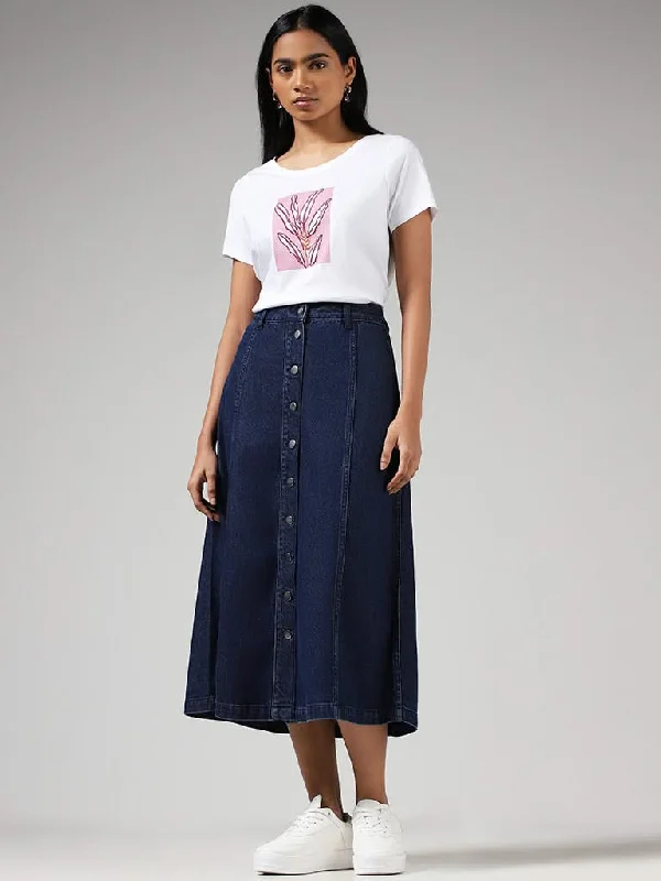 Women's long - sleeve jumpsuit pants Straight - leg women jeans with a classic and timeless appeal LOV Dark Blue Button Down Denim Skirt Women's long - sleeve jumpsuit pants Straight - leg women jeans with a classic and timeless appeal LOV Dark Blue Button Down Denim Skirt