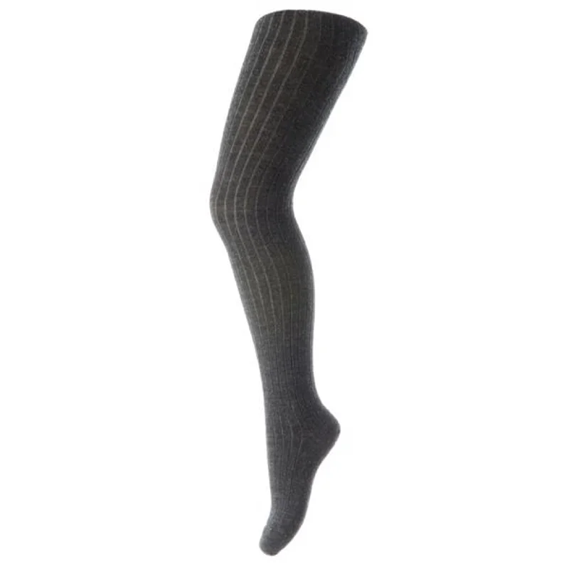 MP 128 Wool Rib Tights 497 Dark Grey Melange