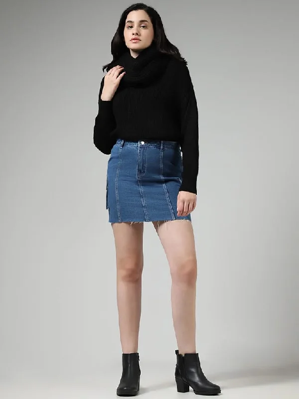 Women's eco - friendly organic pants Mom jeans for a nostalgic and casual look Nuon Mid Blue Denim Mini Cargo Skirt Women's eco - friendly organic pants Mom jeans for a nostalgic and casual look Nuon Mid Blue Denim Mini Cargo Skirt