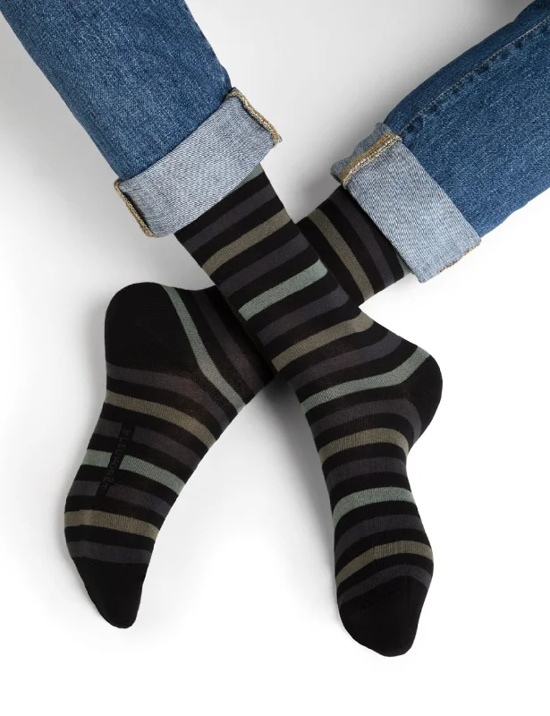 SOCKS - BLEUFORÊT MEN'S COTTON - STRIPES, KAKI