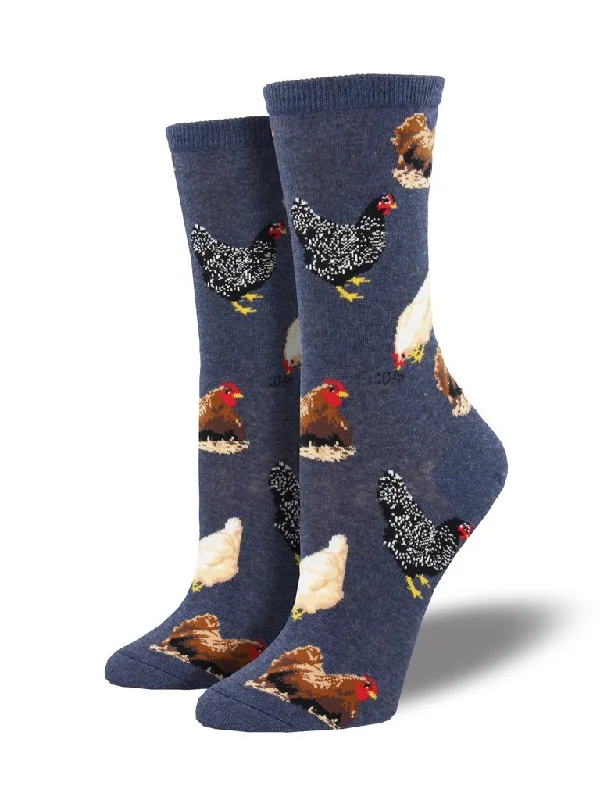SOCKS - WOMEN'S 'HEN HOUSE' SOCKS - BLUE