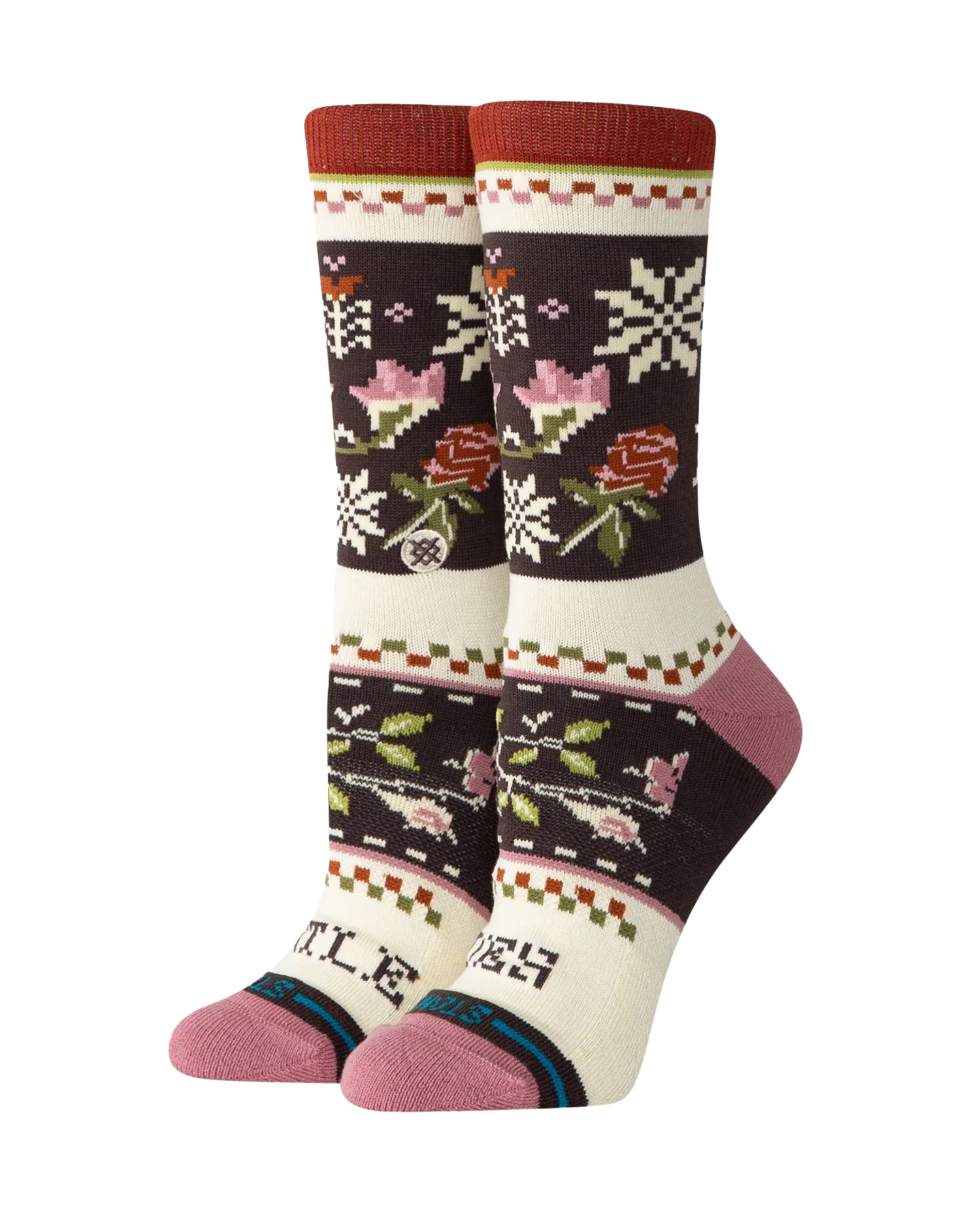 Mistling Toes Crew Socks in Dusty Rose