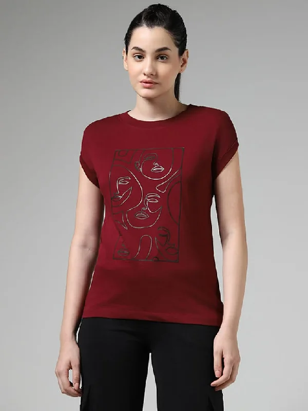 Women's silk evening pants Stretch women jeans for enhanced mobility and comfort Studiofit Maroon Abstract Printed Cotton T-Shirt Women's silk evening pants Stretch women jeans for enhanced mobility and comfort Studiofit Maroon Abstract Printed Cotton T-Shirt