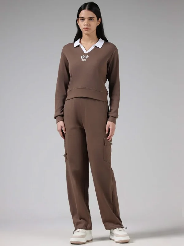 Women's sleeveless romper pants Colored women jeans in vibrant hues like red and yellow Studiofit Solid Dark Brown High-Waisted Cotton Joggers Women's sleeveless romper pants Colored women jeans in vibrant hues like red and yellow Studiofit Solid Dark Brown High-Waisted Cotton Joggers