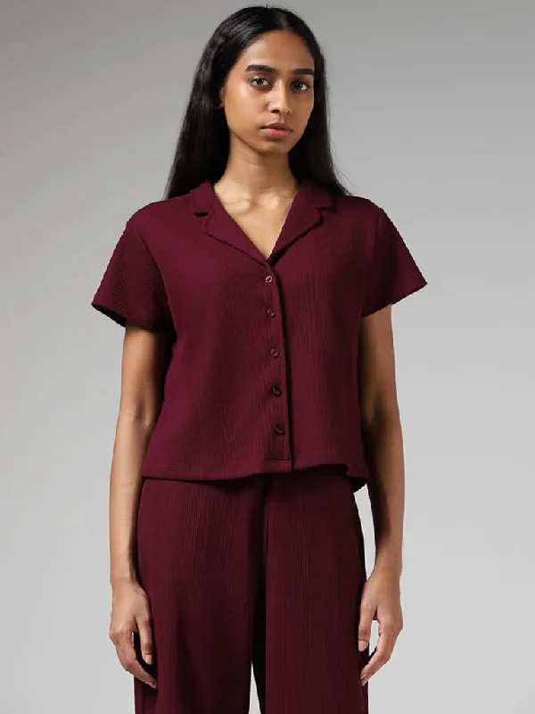 Women's polyester workout pants Button - fly women jeans with a traditional touch Superstar Plum Fluted Shirt Women's polyester workout pants Button - fly women jeans with a traditional touch Superstar Plum Fluted Shirt