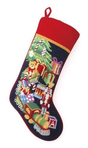 Toy Train Needlepoint Stocking