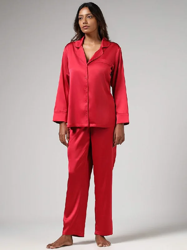 Women's pants for cycling Jeggings women jeans combining the comfort of leggings and style of jeans Wunderlove Solid Red Satin Shirt & Pyjamas Set Women's pants for cycling Jeggings women jeans combining the comfort of leggings and style of jeans Wunderlove Solid Red Satin Shirt & Pyjamas Set