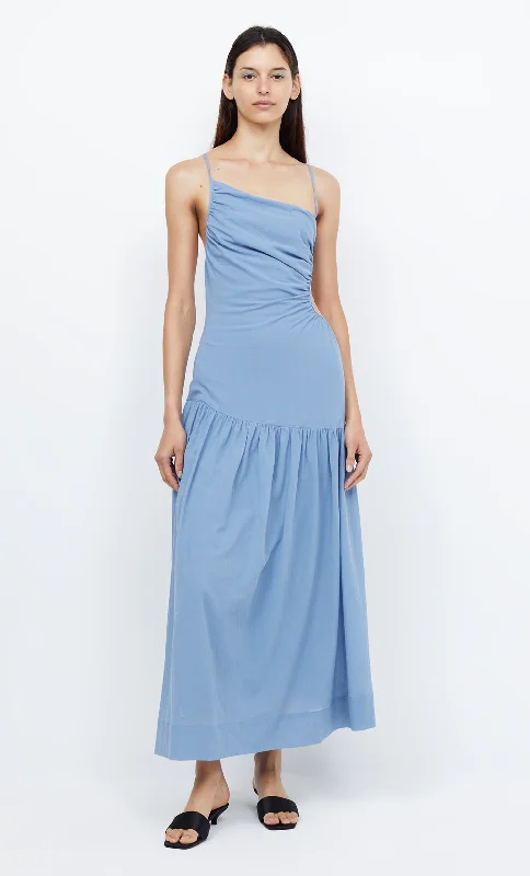 CALYPSO ASYM MAXI DRESS - MERIDIAN BLUE