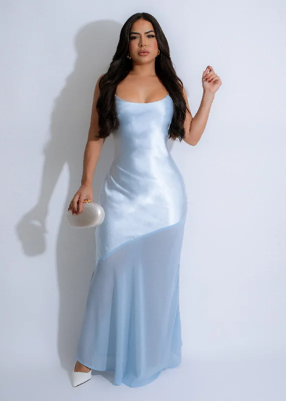 Linen maxi dresses for a breathable and lightweight summer optionCelestial Veil Satin Maxi Dress Blue Linen maxi dresses for a breathable and lightweight summer optionCelestial Veil Satin Maxi Dress Blue
