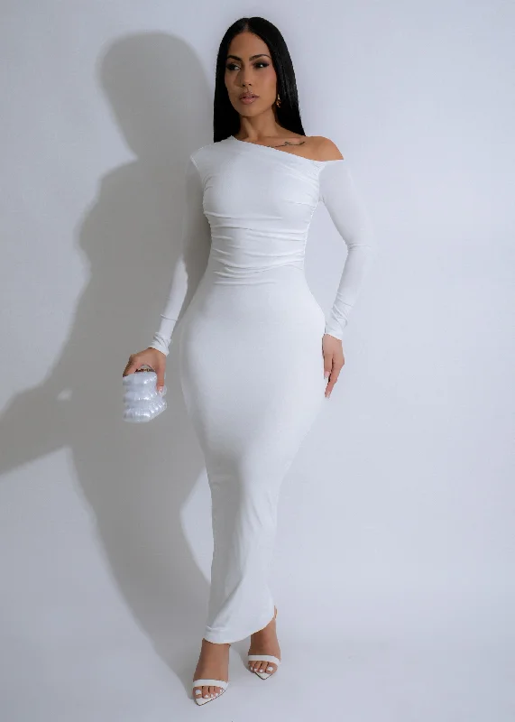 Effortless Elegance Ruched Maxi Dress White