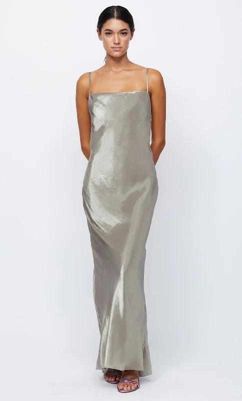 Sheer maxi dresses with lace overlays for a romantic touchFLEUR MAXI DRESS - IRRIDESCENT SILVER Sheer maxi dresses with lace overlays for a romantic touchFLEUR MAXI DRESS - IRRIDESCENT SILVER