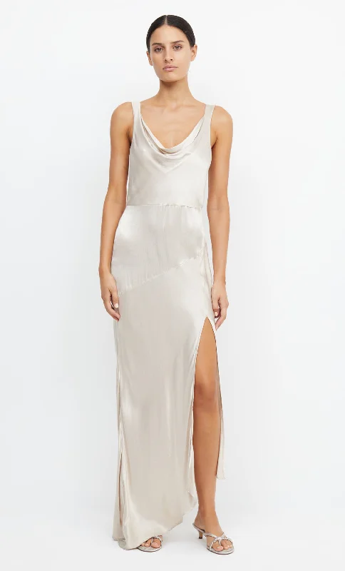 Maxi dresses with a belted empire waist for a more defined and flattering silhouetteMOON DANCE COWL DRESS - SAND Maxi dresses with a belted empire waist for a more defined and flattering silhouetteMOON DANCE COWL DRESS - SAND