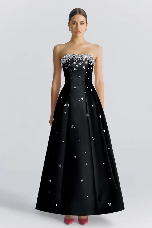 Moonlit Jewel Embellished Strapless Maxi Dress