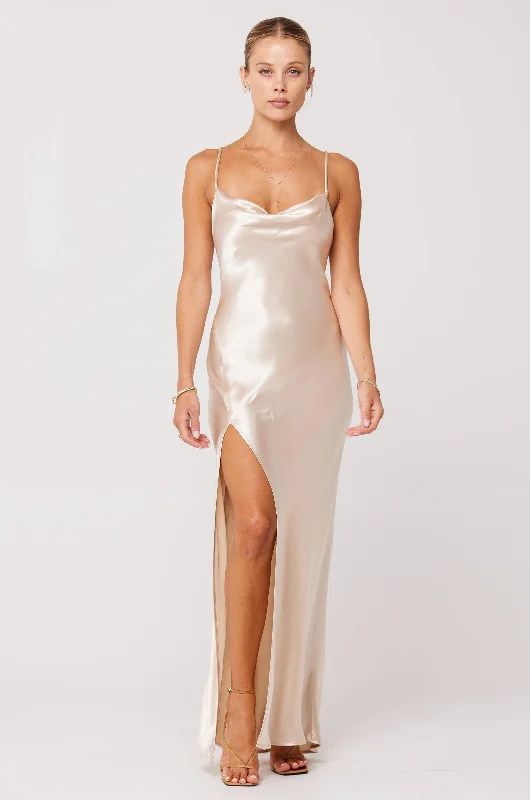 Sequined maxi dresses for formal evening galasRiver Slip in Champagne