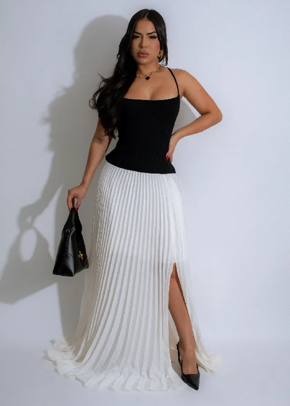 Savannah Nights Ribbed Maxi Dress White