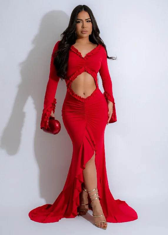 Velvet maxi dresses with long sleeves for winter weddingsScarlet Rhapsody Ruched Maxi Dress Red Velvet maxi dresses with long sleeves for winter weddingsScarlet Rhapsody Ruched Maxi Dress Red