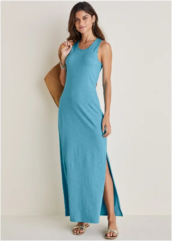 Ruffled maxi dresses with a tiered skirt for added volumeTank Maxi Dress - Blue