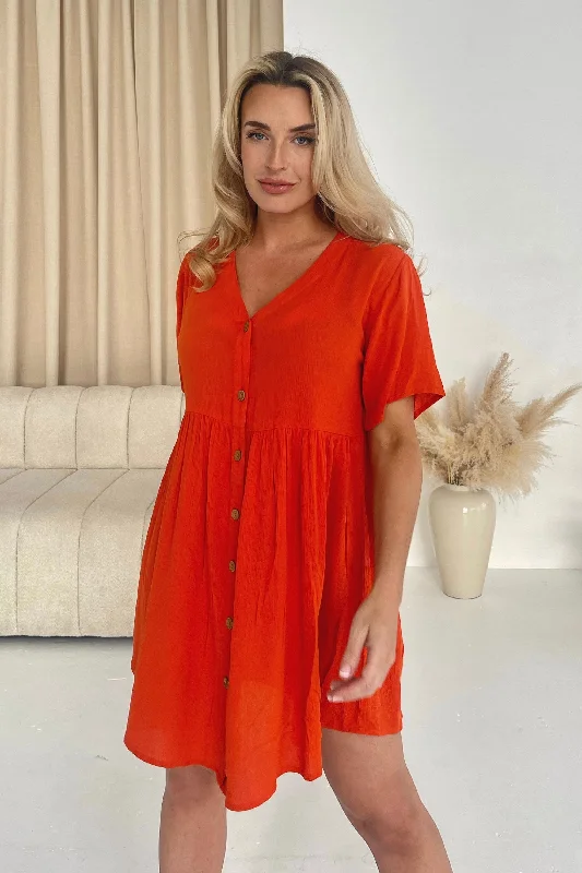 Mini dresses with belted waists for a defined silhouetteGeorgina Orange Smock Dress