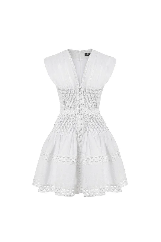 Mini dresses with tiered skirts for added volumeJocasta Fit and Flare V-Neck Linen Mini Dress Mini dresses with tiered skirts for added volumeJocasta Fit and Flare V-Neck Linen Mini Dress