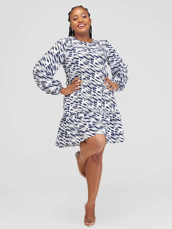 Lizola Dudi Shift Dress - Navy Blue / White