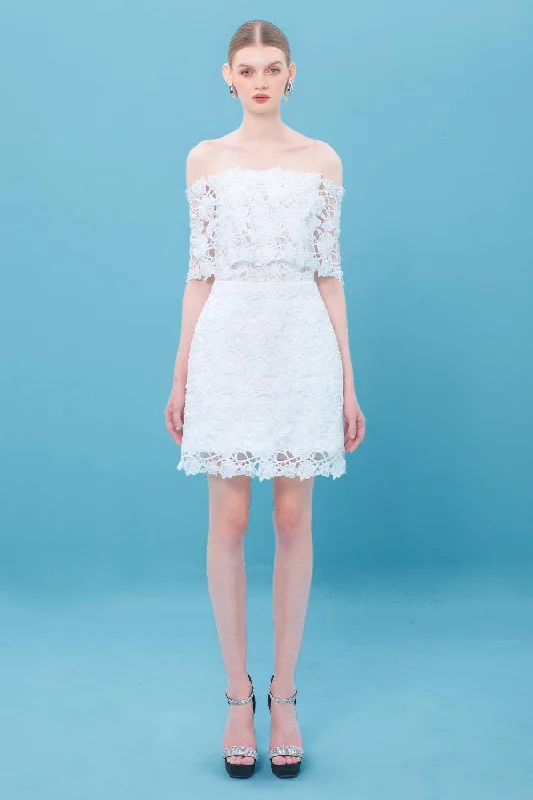 Miriam A-line Off-Shoulder Lace Mini Dress