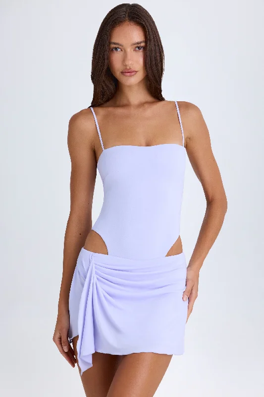 Draped Cut-Out Mini Dress in Soft Lilac