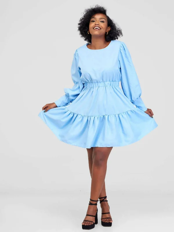 Mini dresses with gathered skirts for a voluminous effectStylish Sisters Dress - Sky Blue Mini dresses with gathered skirts for a voluminous effectStylish Sisters Dress - Sky Blue