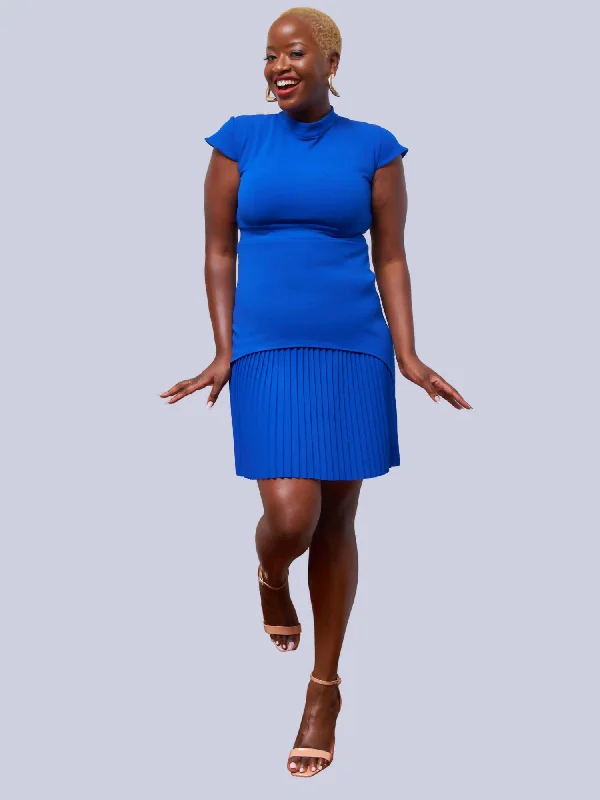 Tuli Lesedi Plisse Detail Dress - Royal Blue