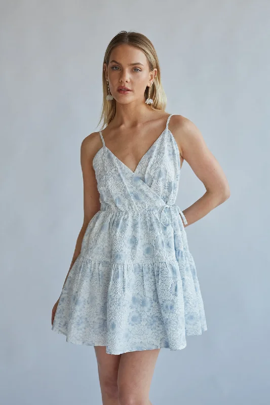 Mini dresses with high - low hems for a modern twistWhitney Floral Wrap Mini Dress