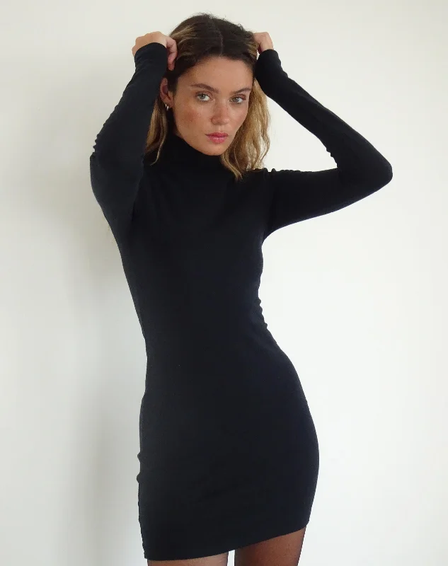 Mini dresses with off - the - shoulder stylesYrion Turtle Neck Bodycon Mini Dress in Black Mini dresses with off - the - shoulder stylesYrion Turtle Neck Bodycon Mini Dress in Black