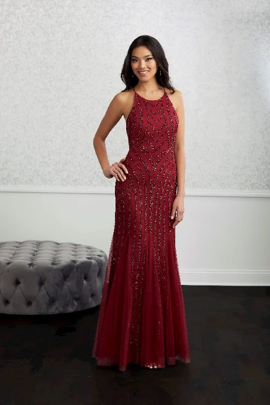 Formal dresses with empire waists and organza overlays for a feminine lookAdrianna Papell Platinum - 40226 Long Lace Up Back Trumpet Gown