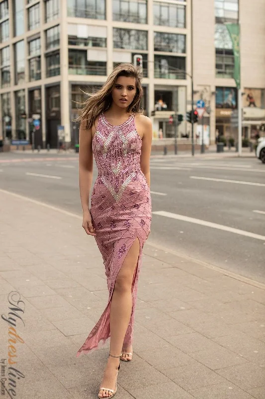 Formal dresses with abstract print panels and rhinestone embellishments for a unique formal eventChic and Holland AN1450 Formal dresses with abstract print panels and rhinestone embellishments for a unique formal eventChic and Holland AN1450