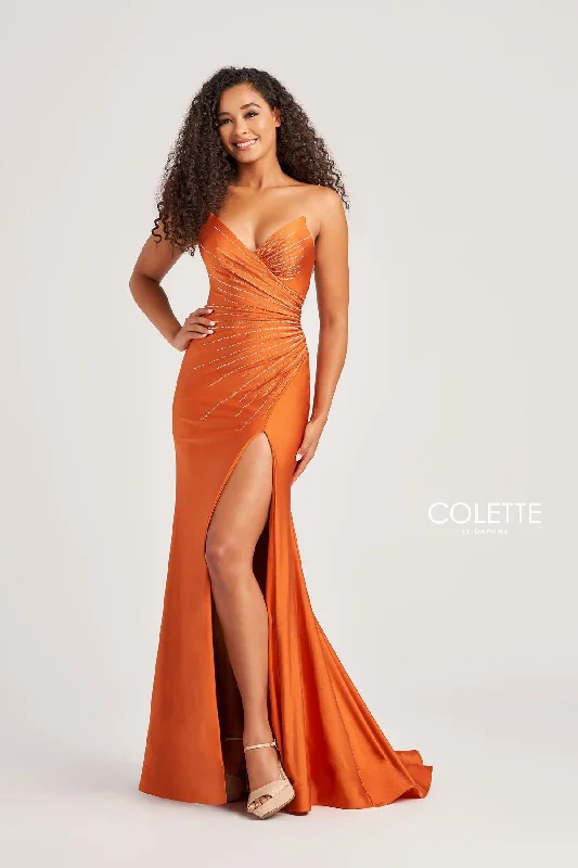 Party dresses with a cut - out design for a daring and edgy style​Colette CL5135 Fitted Long Formal Stones Prom Dress