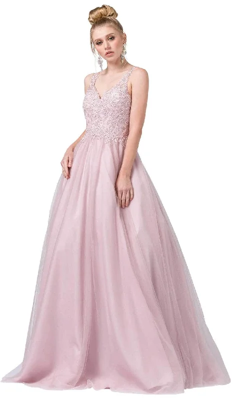 Dancing Queen - Appliqued V-Neck Ballgown 2626