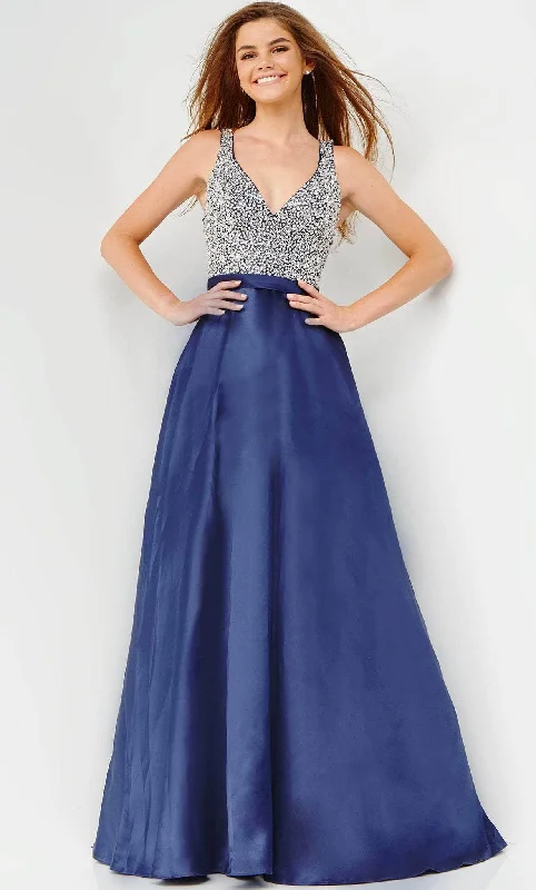 JVN by Jovani JVN08473 - Beaded Deep V-Neck Prom Gown