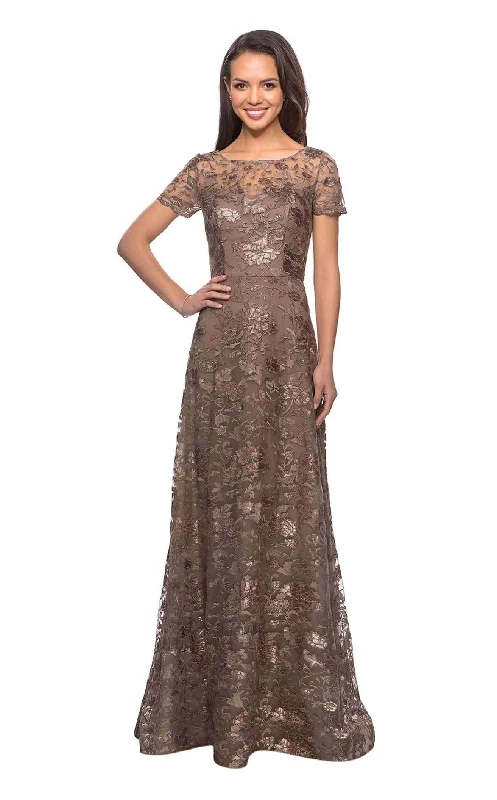 Formal dresses with wrap - around styles and beaded belts for a customized fitLa Femme 27839 Dress Formal dresses with wrap - around styles and beaded belts for a customized fitLa Femme 27839 Dress