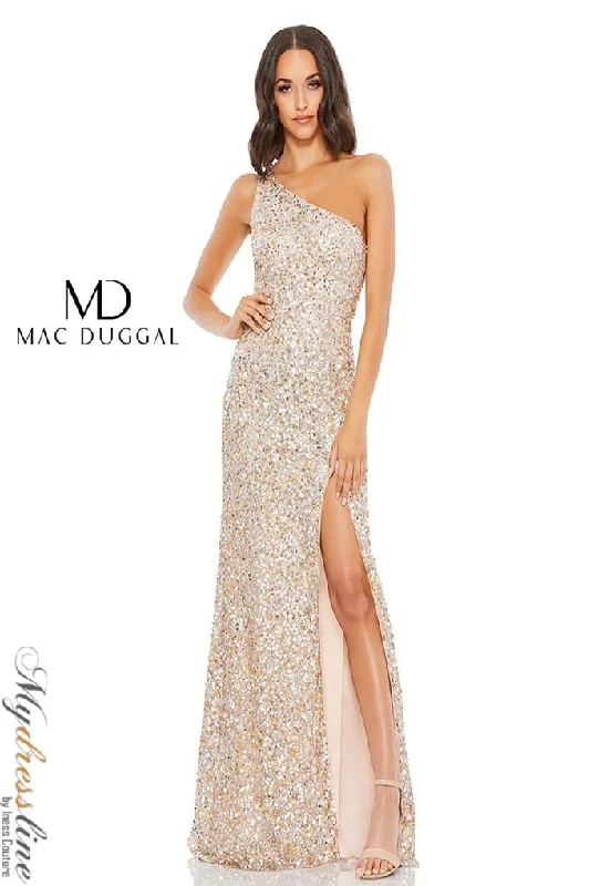 Prom dresses with metallic - colored fabrics and beaded embroidery for a glamorous promMac Duggal 10729M Prom dresses with metallic - colored fabrics and beaded embroidery for a glamorous promMac Duggal 10729M