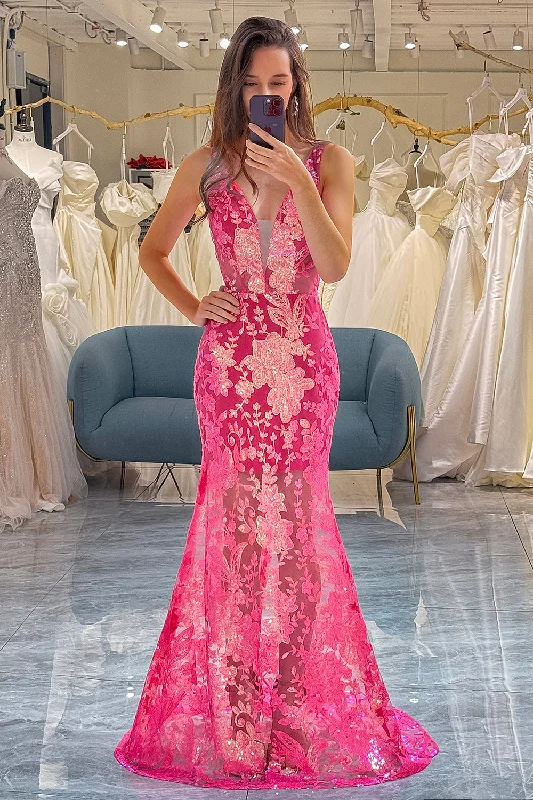 Ball gown party dresses with a full skirt for a princess - like lookMermaid Fuchsia Sequins Prom Dress Ball gown party dresses with a full skirt for a princess - like lookMermaid Fuchsia Sequins Prom Dress