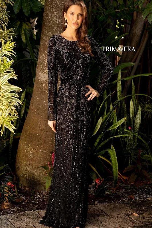 Sleeveless formal dresses with sequined straps and a - line skirts for a classic formal eventPrimavera 11057 Sleeveless formal dresses with sequined straps and a - line skirts for a classic formal eventPrimavera 11057
