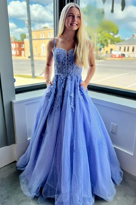 Party dresses with a jacquard pattern for a rich and detailed lookSparkly Purple Corset A-Line Long Prom Dress with Pockets Party dresses with a jacquard pattern for a rich and detailed lookSparkly Purple Corset A-Line Long Prom Dress with Pockets